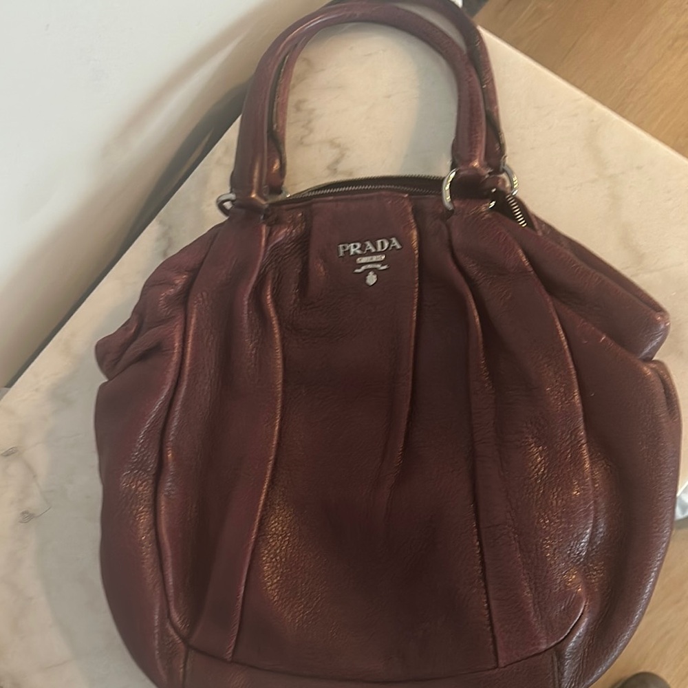 Prada Purple Shoulder Bag with Soft Leather and Slouchy Shape